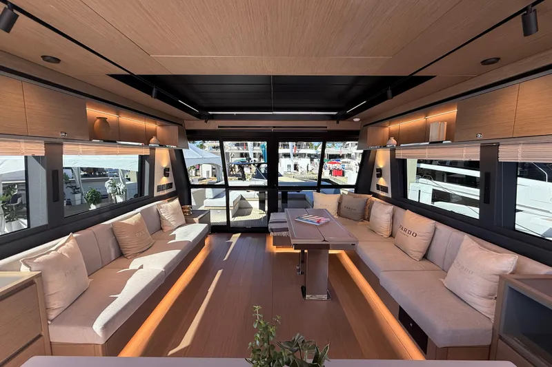  Yacht Photos Pics Luxurious interior of 2026 Pardo Yachts GT75 with elegant seating and modern design.