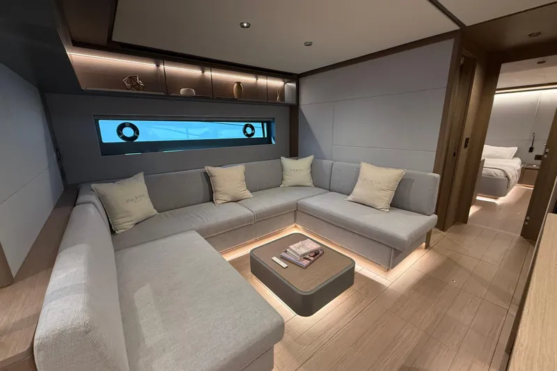  Yacht Photos Pics Luxurious interior of 2026 Pardo Yachts GT75 with modern seating and elegant design.