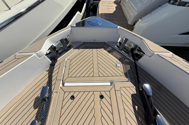  Yacht Photos Pics 2026 Pardo Yachts GT75 deck with sleek wood finish and modern design elements.