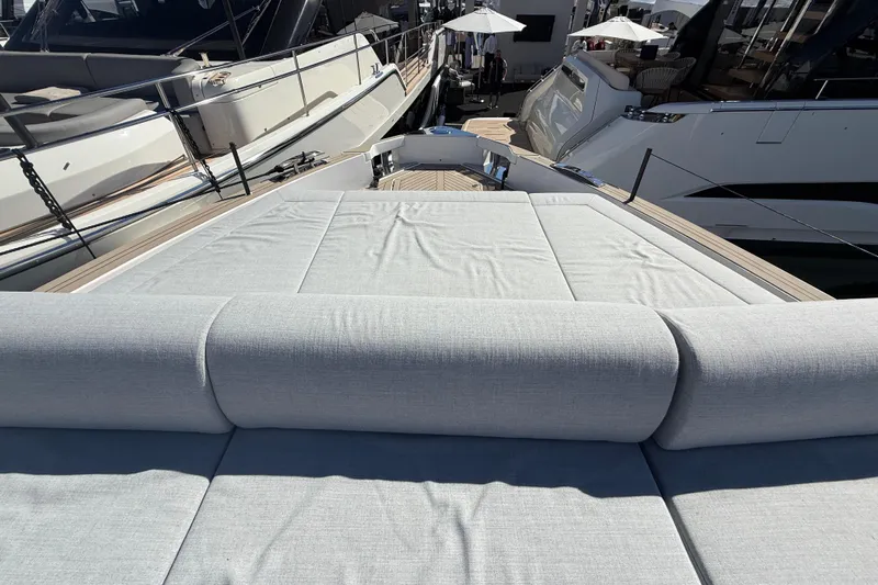  Yacht Photos Pics Luxurious sunbed on 2026 Pardo Yachts GT75, docked at marina.