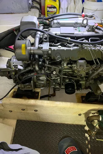 Lazy Days Yacht Photos Pics 2005 Great Harbour GH37 engine room with visible machinery and equipment.