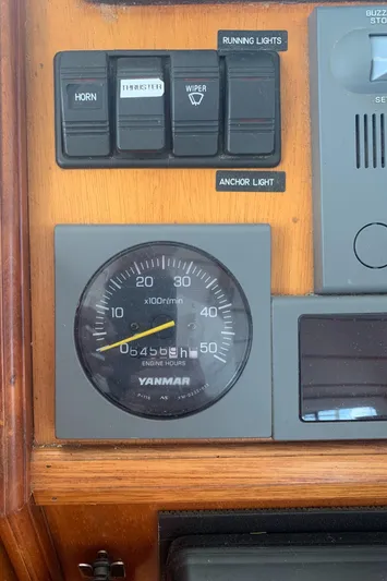 Lazy Days Yacht Photos Pics Control panel of a 2005 Great Harbour GH37 boat with Yanmar engine gauge.