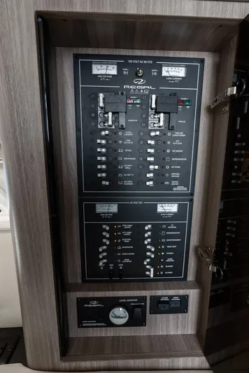 "plymouth Breeze" Yacht Photos Pics Electrical control panel of a 2020 Regal 35 Sport Coupe boat.