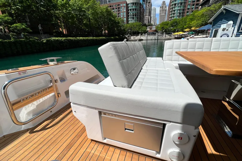  Yacht Photos Pics Luxury seating on 2026 Pardo Yachts GT52, featuring elegant design and waterfront view.