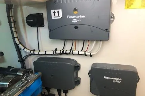  Yacht Photos Pics Raymarine electronics setup on 2009 Scout 350 Abaco boat.