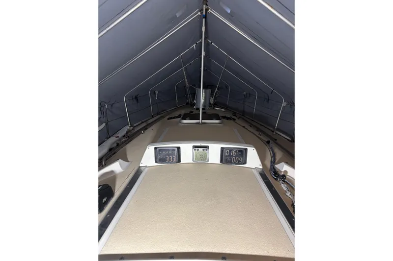 Jane Yacht Photos Pics 2002 J Boats J/120 sailboat deck with navigation instruments under cover.