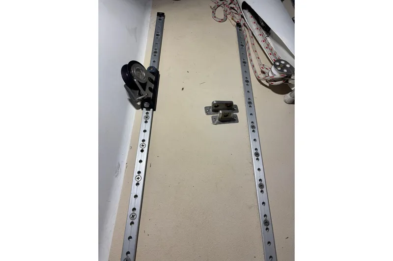 Jane Yacht Photos Pics Interior view of a 2002 J Boats J/120 sailboat, featuring deck hardware and rigging.