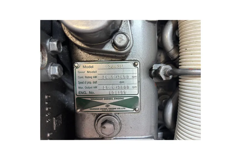 Jane Yacht Photos Pics Yanmar diesel engine label on a 2002 J Boats J/120 sailboat.