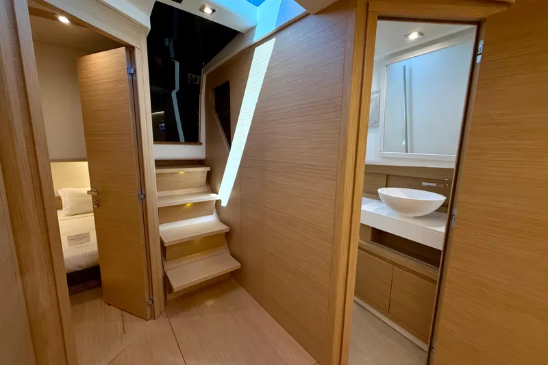  Yacht Photos Pics Luxurious interior of 2026 Pardo Yachts 50, featuring modern wood finishes and elegant design.