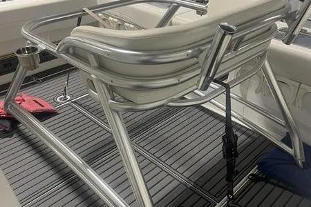  Yacht Photos Pics 2022 Prowler 31 boat interior with metal seating and non-slip flooring.