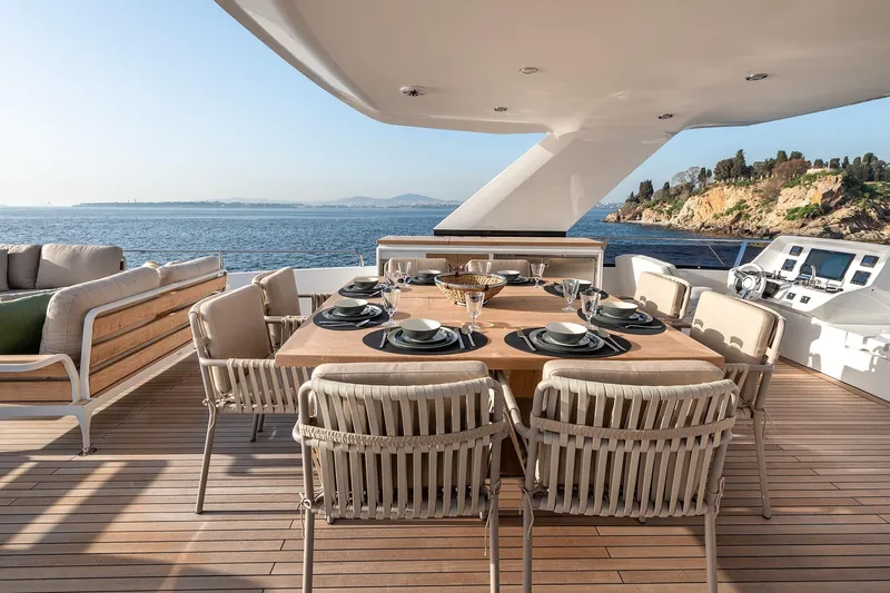 Numarine 22xp Yacht Photos Pics Luxurious dining area on 2025 Numarine 22xp yacht with ocean view.