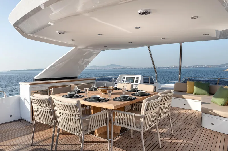 Numarine 22xp Yacht Photos Pics Luxurious dining area on 2025 Numarine 22XP yacht with ocean view.