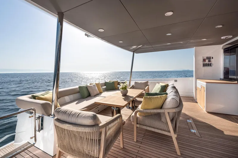 Numarine 22xp Yacht Photos Pics Luxurious 2025 Numarine 22xp yacht deck with elegant seating and ocean view.