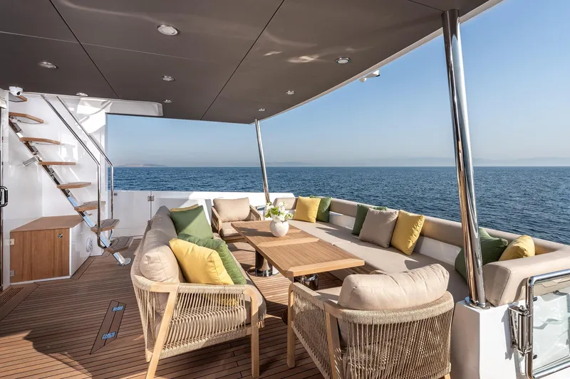 Numarine 22xp Yacht Photos Pics Luxurious 2025 Numarine 22XP yacht deck with elegant seating and ocean view.