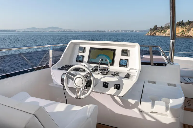 Numarine 22xp Yacht Photos Pics Helm of 2025 Numarine 22XP yacht with navigation controls and sea view.