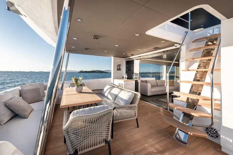 Numarine 22xp Yacht Photos Pics Luxurious 2025 Numarine 22xp yacht interior with elegant seating and ocean view.