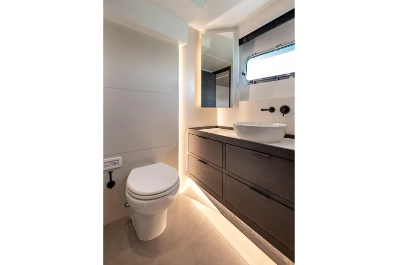 Numarine 22xp Yacht Photos Pics Luxurious bathroom in 2025 Numarine 22XP yacht with modern fixtures and elegant design.