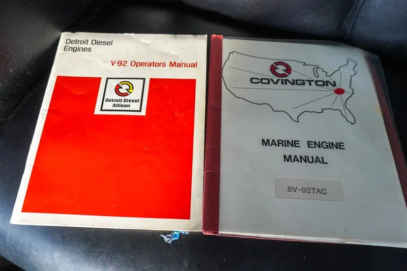 Sunset Grille Yacht Photos Pics Manuals for Detroit Diesel V-92 and Covington 8V-92TAC marine engines on a Hatteras 62 yacht.