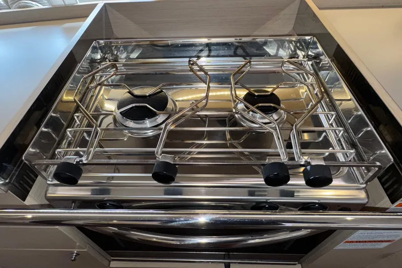 Bluebird Yacht Photos Pics Stainless steel stove in 2022 Beneteau Oceanis 40.1 yacht kitchen.