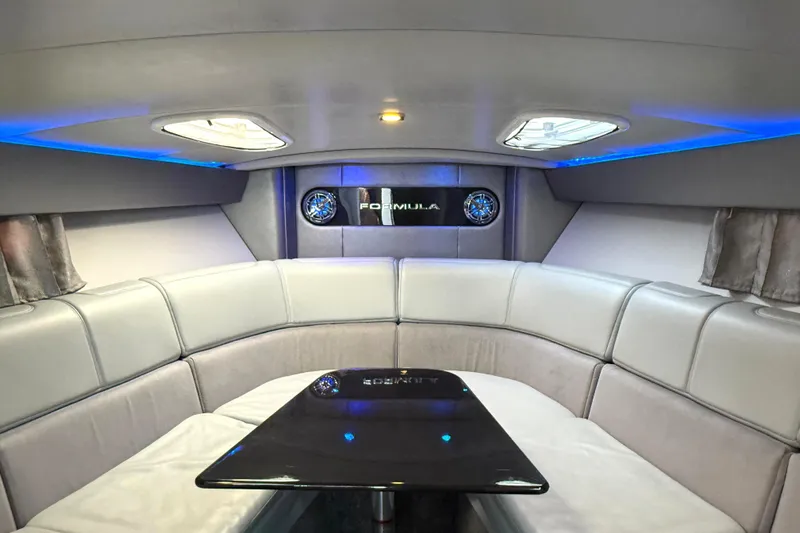  Yacht Photos Pics Luxurious interior of 2015 Formula 400 Super Sport yacht with sleek seating and ambient lighting.