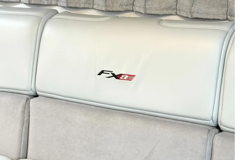  Yacht Photos Pics Interior seating of 2015 Formula 400 Super Sport boat with FX8 logo.