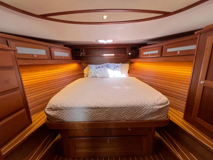 Family Affair Ix Yacht Photos Pics Luxurious cabin interior of 2018 Sabre 45 Salon Express yacht.