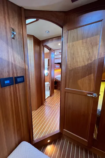 Family Affair Ix Yacht Photos Pics Interior of 2018 Sabre 45 Salon Express yacht with wooden finish and modern design.