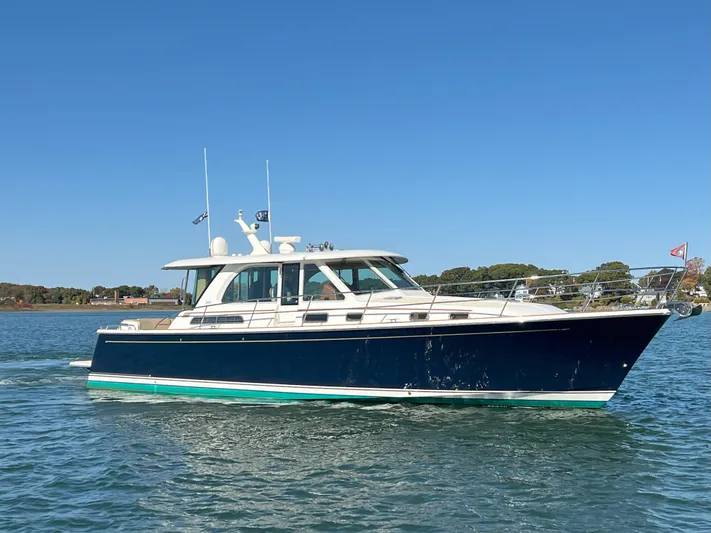 Family Affair Ix Yacht Photos Pics 2018 Sabre 45 Salon Express yacht cruising on a sunny day.