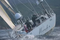 Sailing yacht "Mardor" navigating rough waters, Custom Felci 71, 2006 model.