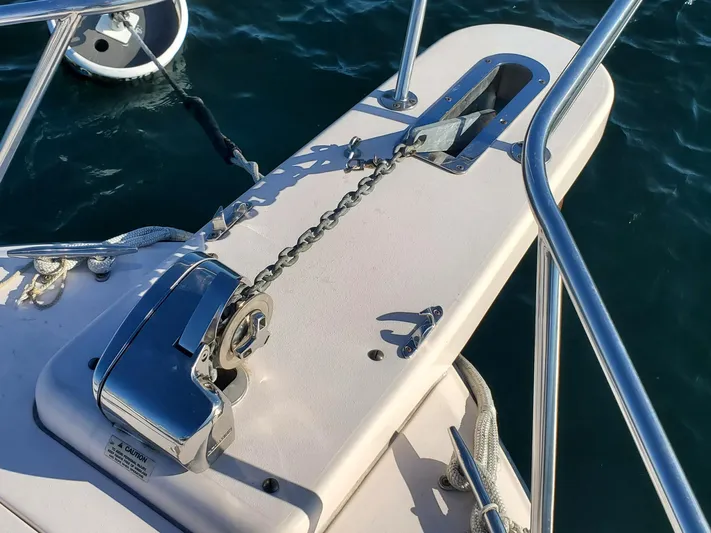 Season Pass Yacht Photos Pics Grady-White Express 330 boat anchor system, 2007 model, with stainless steel fittings.