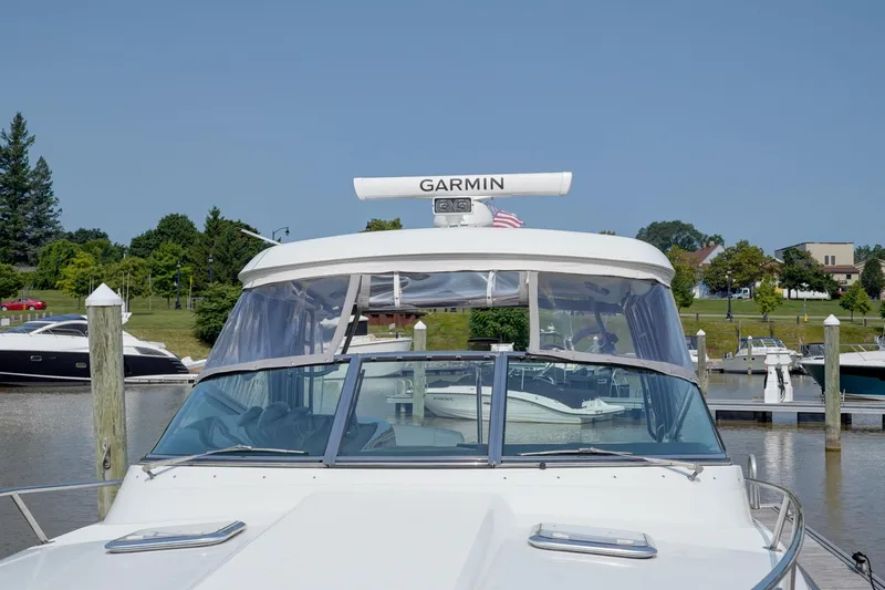 Have A Nice Life Yacht Photos Pics 2017 Formula 370 Super Sport boat docked at marina with Garmin radar.
