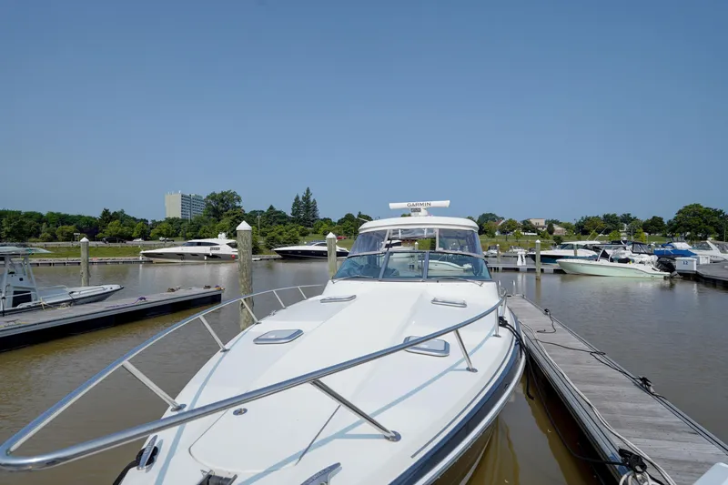 Have A Nice Life Yacht Photos Pics 2017 Formula 370 Super Sport boat docked at marina under clear blue sky.