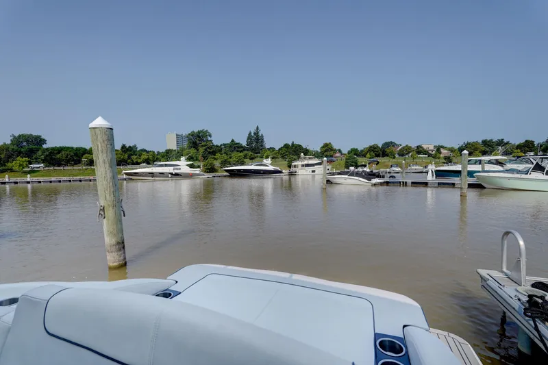 Have A Nice Life Yacht Photos Pics 2017 Formula 370 Super Sport docked in a marina with other boats.