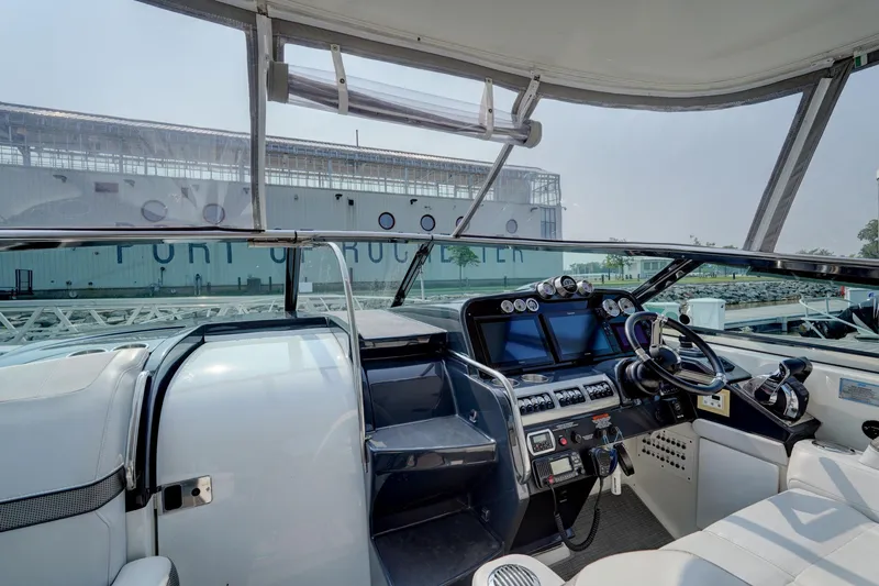 Have A Nice Life Yacht Photos Pics 2017 Formula 370 Super Sport yacht cockpit with modern navigation equipment.
