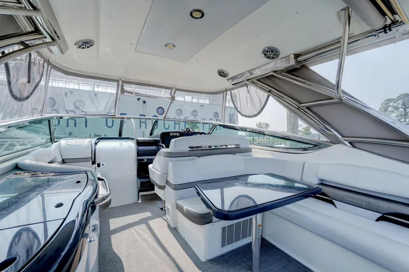 Have A Nice Life Yacht Photos Pics 2017 Formula 370 Super Sport yacht interior with luxurious seating and sleek design.