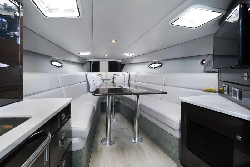 Have A Nice Life Yacht Photos Pics Luxurious interior of a 2017 Formula 370 Super Sport yacht with sleek seating and modern amenities.