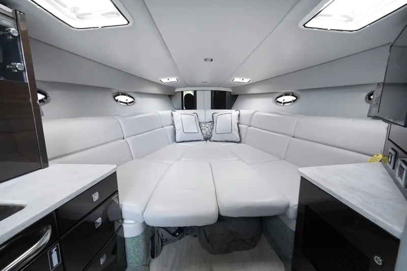 Have A Nice Life Yacht Photos Pics Luxurious interior of 2017 Formula 370 Super Sport boat with plush seating and modern design.