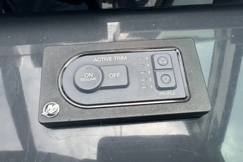 Have A Nice Life Yacht Photos Pics Active Trim control panel on 2017 Formula 370 Super Sport boat dashboard.