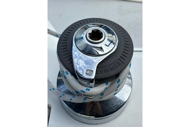 Kindred Spirit Yacht Photos Pics Lewmar winch on 2005 Catalina 36 MkII sailboat, wrapped with rope.