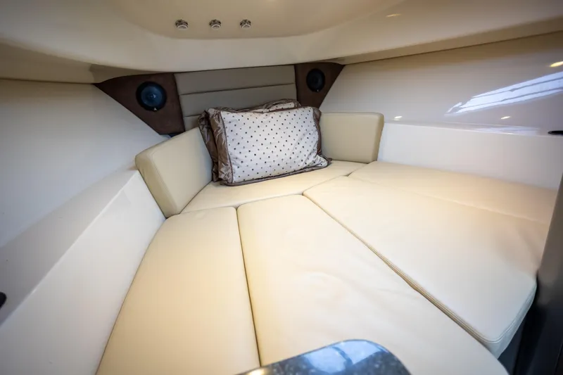 Boston Whaler 285 Yacht Photos Pics Luxurious cabin interior of 2013 Boston Whaler 285 Conquest Pilothouse boat.