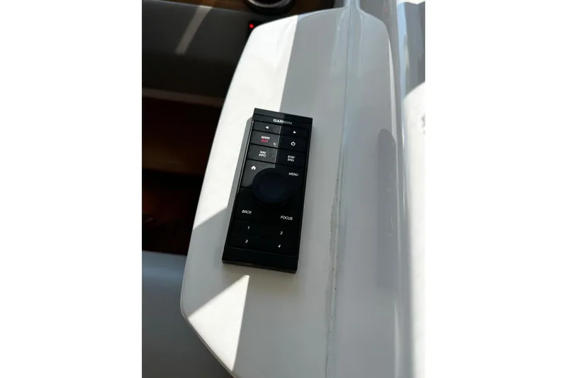  Yacht Photos Pics Control panel on 2022 Tiara Yachts C39 Coupe, featuring Garmin navigation system.