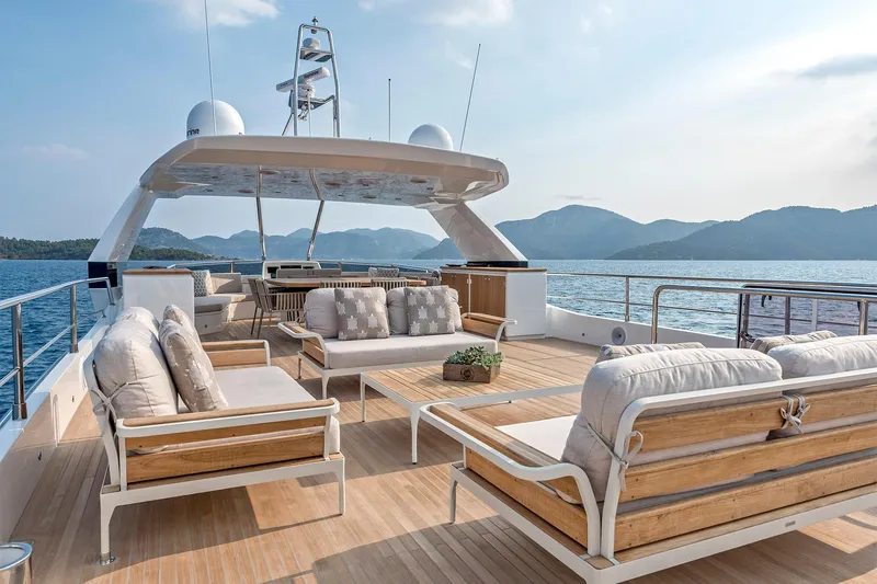 Numarine 26xp Yacht Photos Pics Luxurious 2025 Numarine 26XP yacht deck with elegant seating and scenic ocean view.