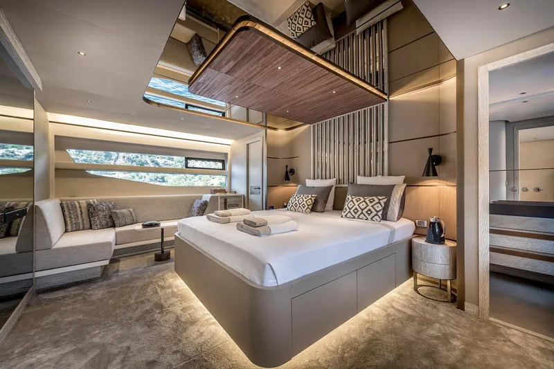 Numarine 26xp Yacht Photos Pics Luxurious interior of 2025 Numarine 26XP yacht with modern bedroom design.
