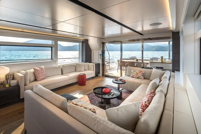 Numarine 26xp Yacht Photos Pics Luxurious interior of 2025 Numarine 26XP yacht with panoramic ocean views.