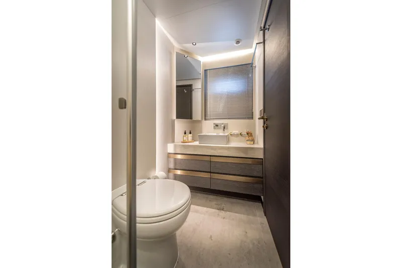 Numarine 26xp Yacht Photos Pics Luxurious bathroom in 2025 Numarine 26XP yacht, featuring modern fixtures and elegant design.