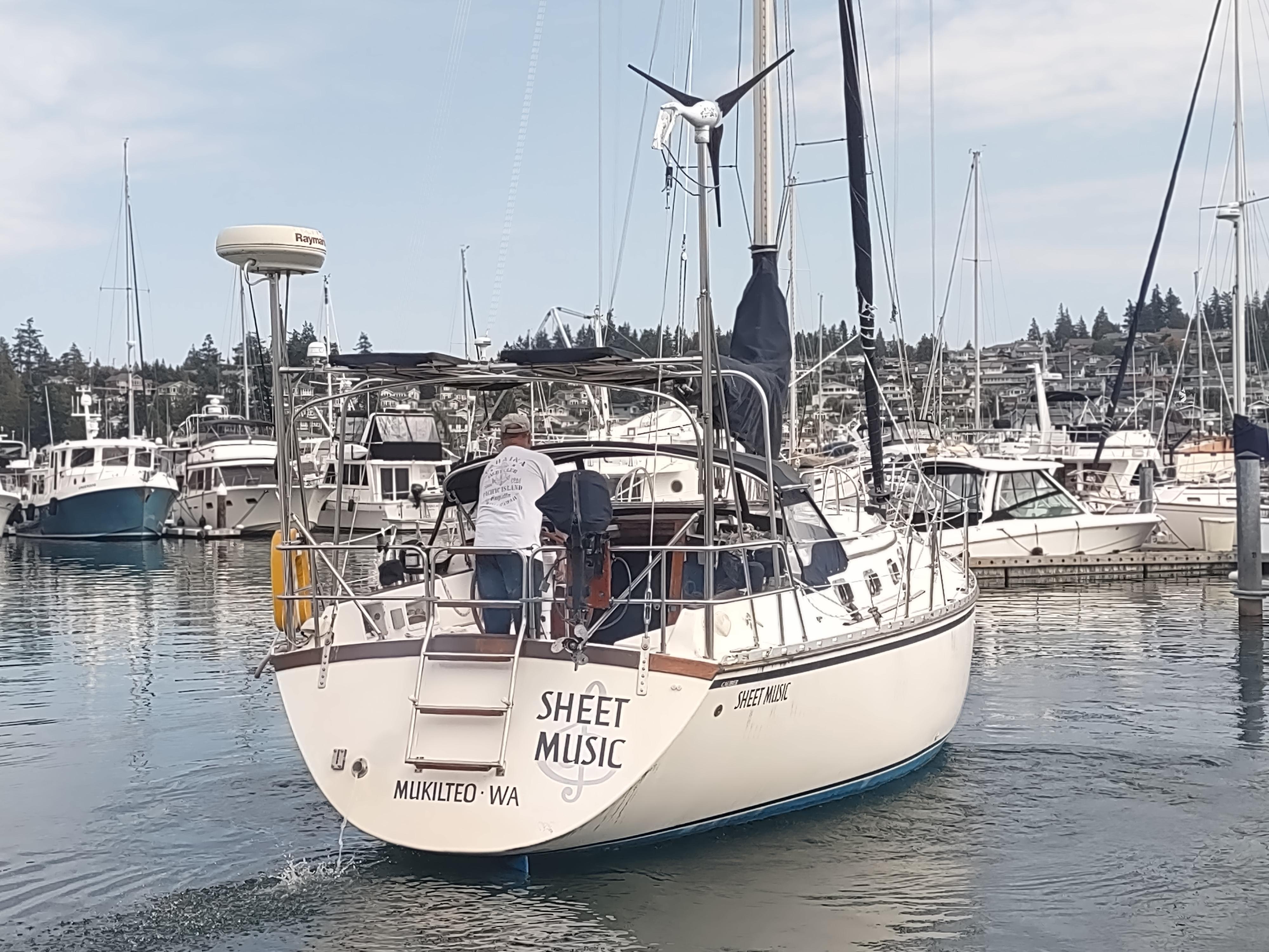 Caliber 38 sailboat Sheet Music in Mukilteo, WA marina, 1989 model.