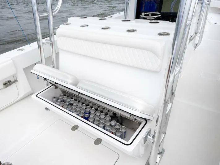 Bill Time Yacht Photos Pics 2016 Bahama 41 boat with open cooler filled with drinks on deck.