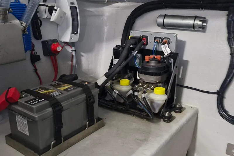  Yacht Photos Pics Electrical and hydraulic system inside 2024 Galeon 410 HTC yacht.