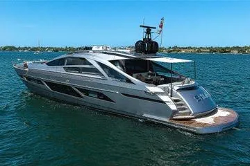 Shine Yacht Photos Pics 2022 Pershing 9X luxury yacht cruising on open water.