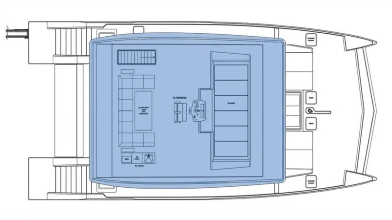 Rosa Del Mar Yacht Photos Pics Floor plan of a 2017 Sunreef Supreme 68 yacht, showcasing layout and design.